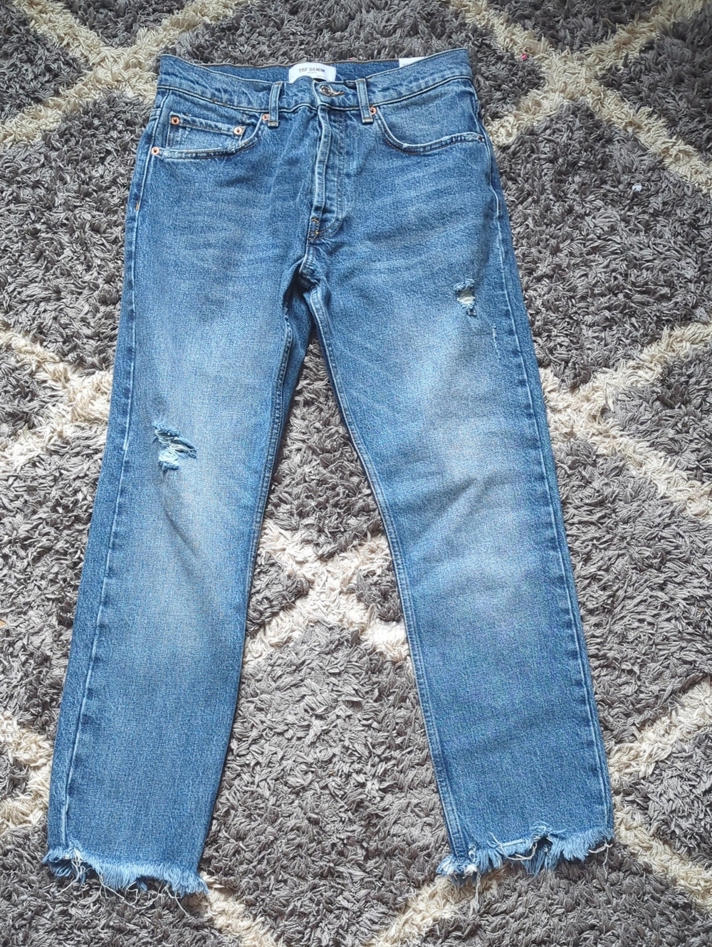 TRF Denim Zara Slim Slouchy Distressed Jeans Size 4